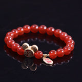 Red Agate Mouse Lucky Beads Bracelet