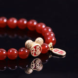 Red Agate Mouse Lucky Beads Bracelet