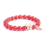 Red Agate Mouse Lucky Beads Bracelet