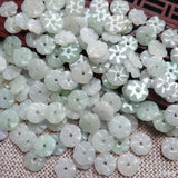 8PC Natural Jade Emerald Lucky Flower Beads Accessories DIY Bangle