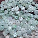 8PC Natural Jade Emerald Lucky Flower Beads Accessories DIY Bangle