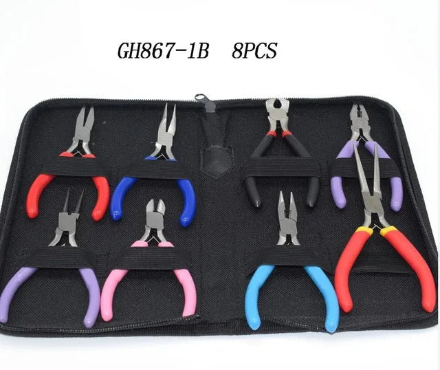 8PC Jewelry Tools Steel Pliers Beading DIY Making Hand Tool Package