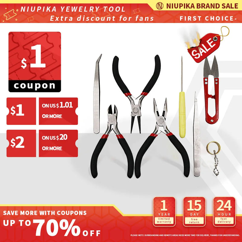 8PC Jewelry Tools Set with Pliers and Scissor Beading Kit for DIY Jewelry Making