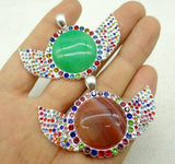 Quartz Crystal Tiger Opal Eye Pendant DIY Necklace
