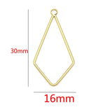 8PCS 30*16MM Rhombus Shape 14K Brass Jewelry Making Supplies