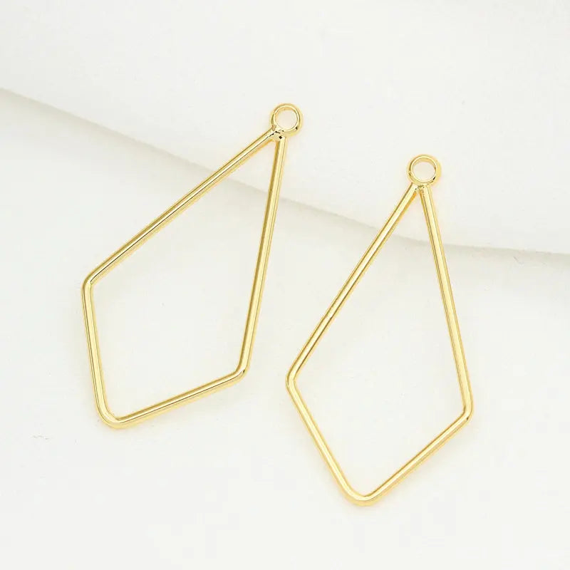 8PCS 30*16MM Rhombus Shape 14K Brass Jewelry Making Supplies