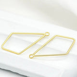 8PCS 30*16MM Rhombus Shape 14K Brass Jewelry Making Supplies