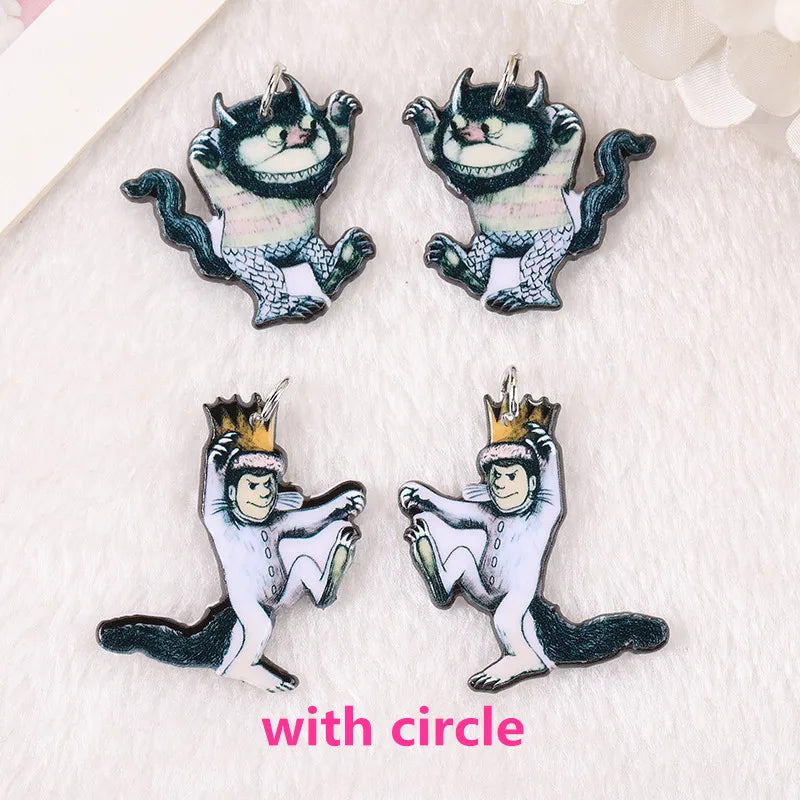 8PCS Cartoon Charms Acrylic Jewelry Findings Earring Necklace DIY