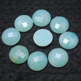 8PCS 14MM Faceted Amazonite Cabochons for DIY Jewelry