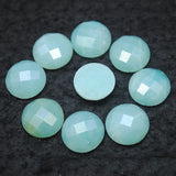 8PCS Faceted Amazonite Cabochons Round Shape DIY Jewelry Accessory