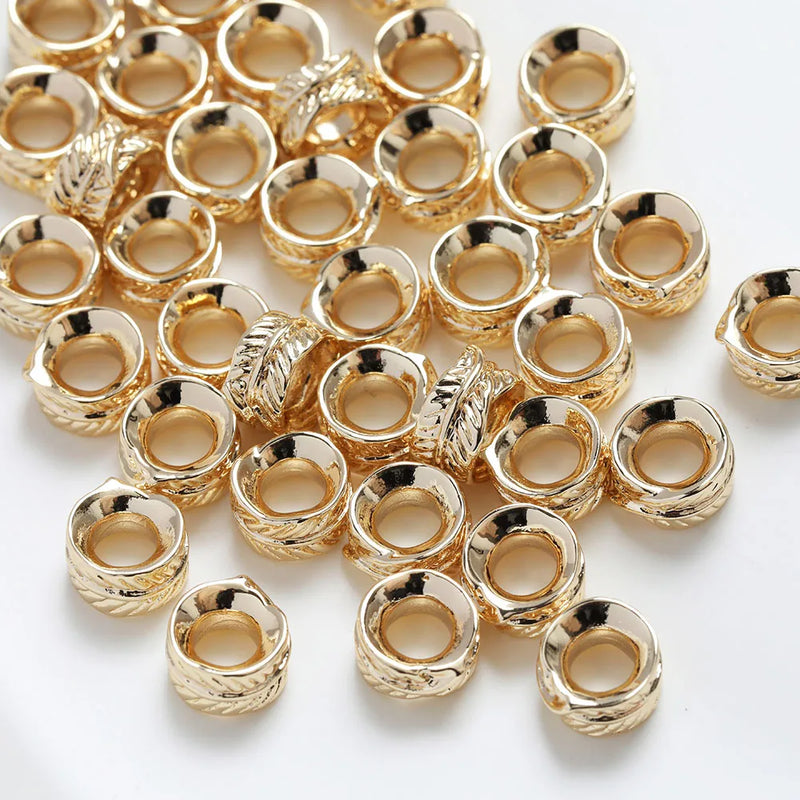 8PCS Feather Shape Brass Beads Spacer Bead Jewelry Making DIY Hand 14k Plated