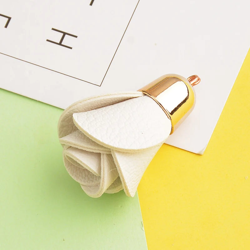 8PCS Flowers Charms 18 Tone Alloy Leather Pendent Necklace
