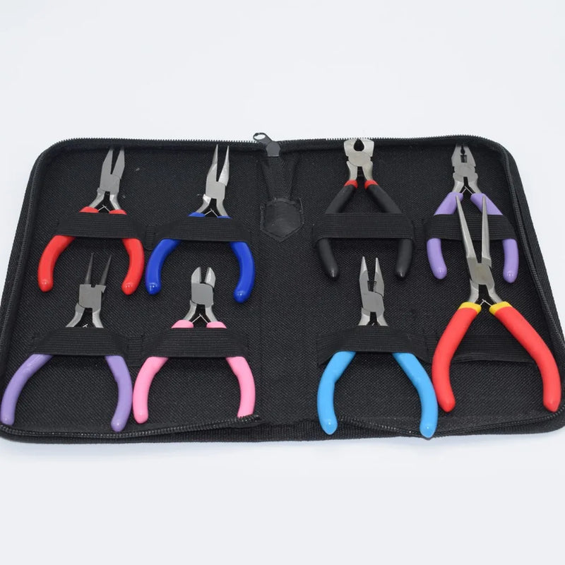 8PCS Jewelers Plier Set 4.5'' Beading Tool Kit Jewelry Making DIY Tools