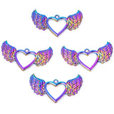8PCS Love Heart Wings Pendant Charm for Jewelry Necklaces Bracelet DIY