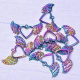 8PCS Love Heart Wings Pendant Charm for Jewelry Necklaces Bracelet DIY
