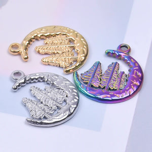 8PCS Stainless Steel Moon Tree Charms Pendant for DIY Jewelry