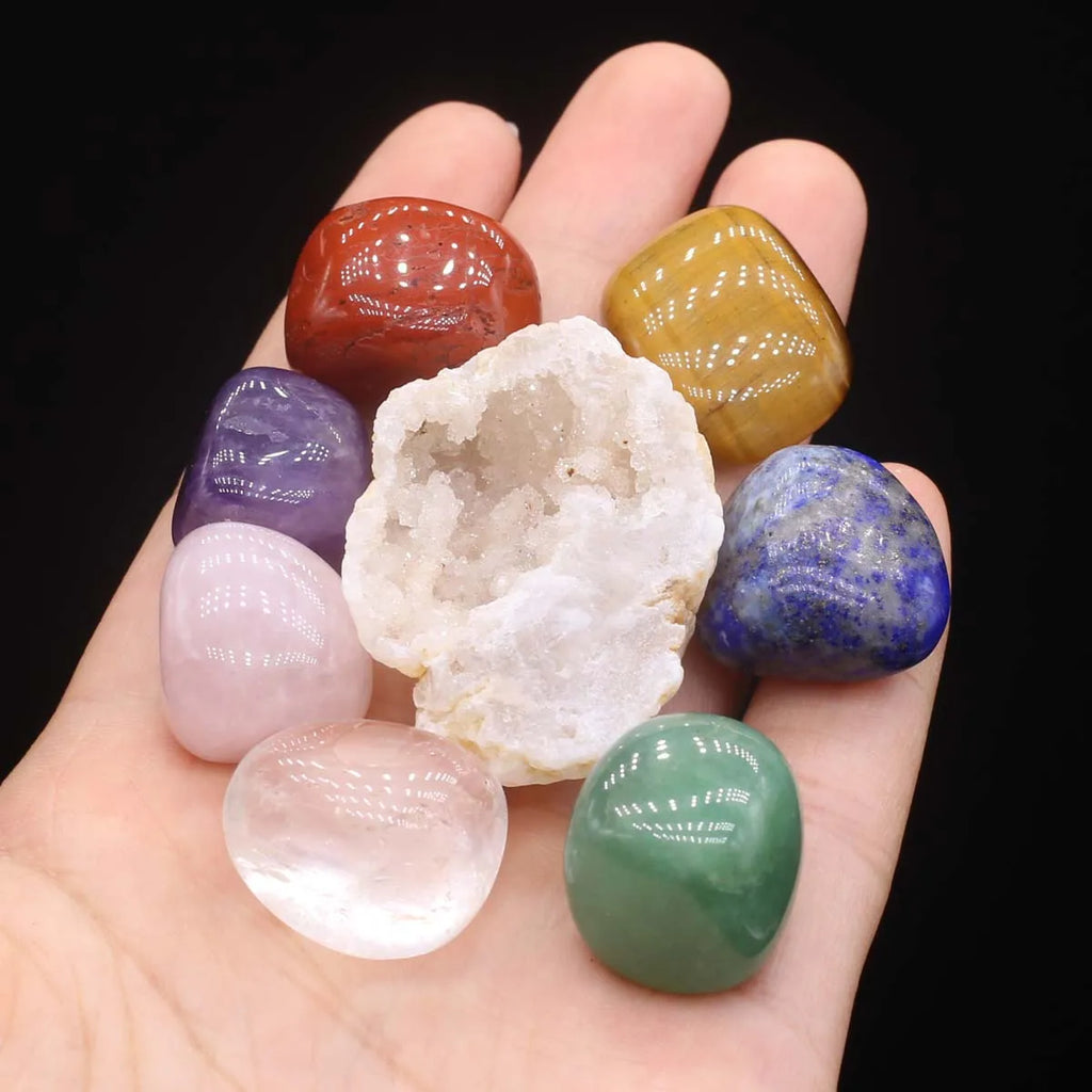 8PCS Natural Stone Mixed Rose Quartz Crystal Agate Reiki Healing Gemstone