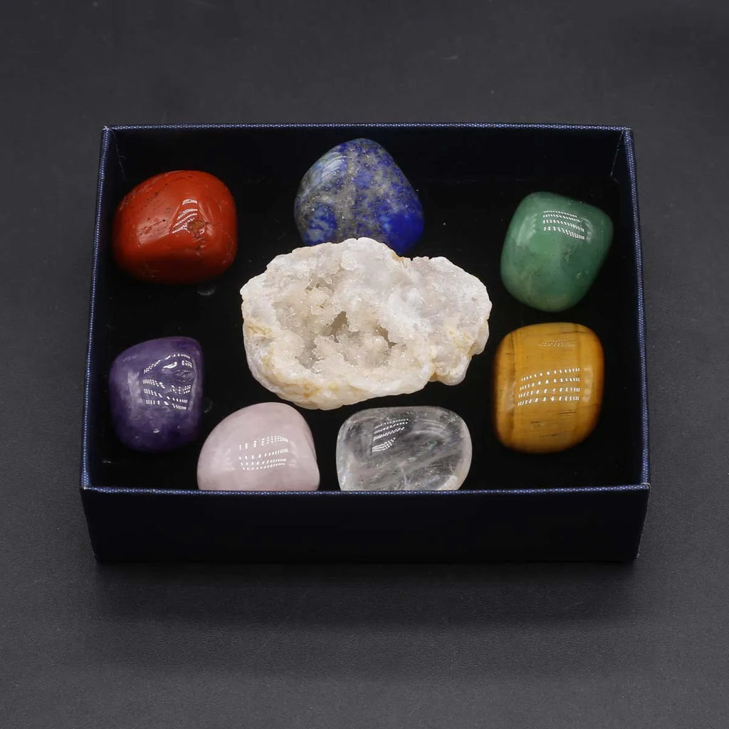 8PCS Natural Stone Mixed Rose Quartz Crystal Agate Reiki Healing Gemstone