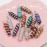 8PCS Natural Stone Hexagonal Pendant For Jewelry Making DIY