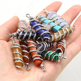 8PCS Natural Stone Hexagonal Pendant For Jewelry Making DIY