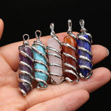 8PCS Natural Stone Hexagonal Pendant For Jewelry Making DIY