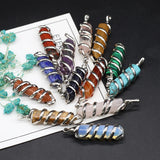 8PCS Natural Stone Hexagonal Pendant For Jewelry Making DIY