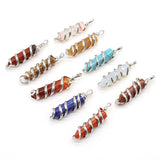 8PCS Natural Stone Hexagonal Pendant For Jewelry Making DIY