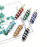 8PCS Natural Stone Hexagonal Pendant For Jewelry Making DIY