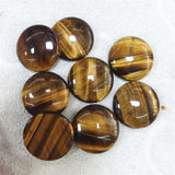 8PCS Gemstone Cabochons Yellow Tiger Eye Stone Rose Quartz Jade DIY 25MM