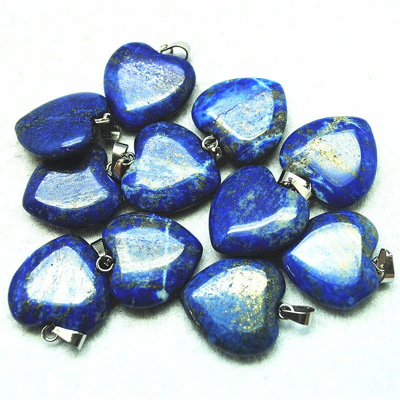 8PCS Lapis Lazuli Heart Shape Pendants 16MM 20MM 25MM for Bracelets Making