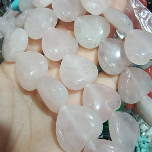 8PCS Rose Quartz Gemstone String 25MM Heart Shape DIY Women's Necklace Making