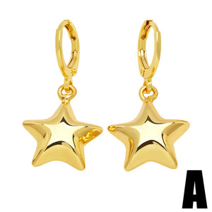 Star Dangle Earrings for Women Girls Copper Hoops Huggie Earrings