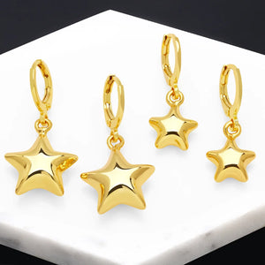 Star Dangle Earrings for Women Girls Copper Hoops Huggie Earrings