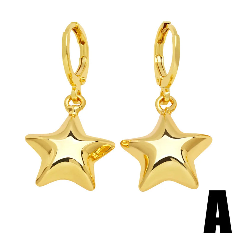Star Dangle Earrings for Women Girls Copper Hoops Huggie Earrings