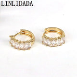 Fashion Rainbow CZ Crystal Zircon Small Hoop Earrings for Gift Jewelry