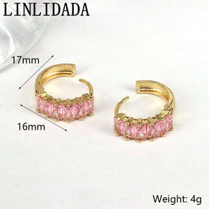 Fashion Rainbow CZ Crystal Zircon Small Hoop Earrings for Gift Jewelry