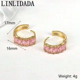 Fashion Rainbow CZ Crystal Zircon Small Hoop Earrings for Gift Jewelry