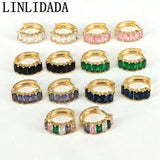 Fashion Rainbow CZ Crystal Zircon Small Hoop Earrings for Gift Jewelry