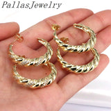 Plated C-Shape Cubic Zirconia Twist Earrings for Women