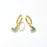 Sparkly Colorful CZ Heart Hoop Earrings For Women Gold-color Zircon Pave Jewelry