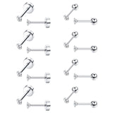 8 Pairs CZ Cartilage Stud Earrings Tiny Round 2MM Piercing