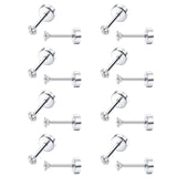 8 Pairs CZ Cartilage Stud Earrings Tiny Round 2MM Piercing