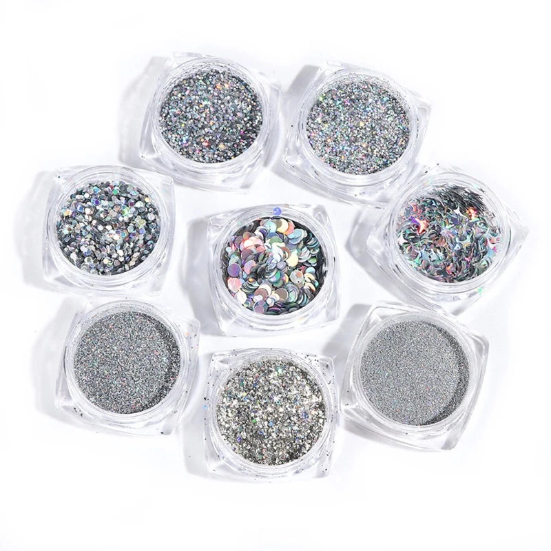 Holographic Silver Glitter Epoxy Resin Sequin