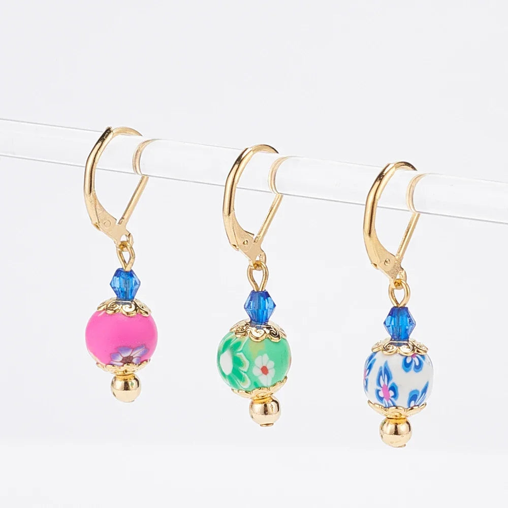8Pc Round Stitch Markers 8Color Polymer Clay Crochet Stitch Marker Charms