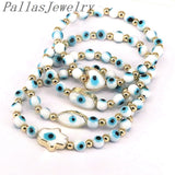 8Pcs Lampwork Glass Bead Eyes Stretch Bracelet