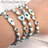 8Pcs Lampwork Glass Bead Eyes Stretch Bracelet