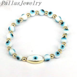8Pcs Lampwork Glass Bead Eyes Stretch Bracelet