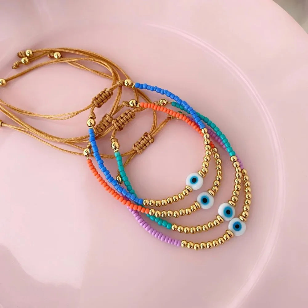 8Pcs Evil Eye Bracelets Beaded Bracelet For Women