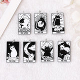 8Pcs Cat Tarot Card Charms Acrylic Sun Moon Jewelry Earring Necklace Diy