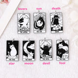 8Pcs Cat Tarot Card Charms Acrylic Sun Moon Jewelry Earring Necklace Diy